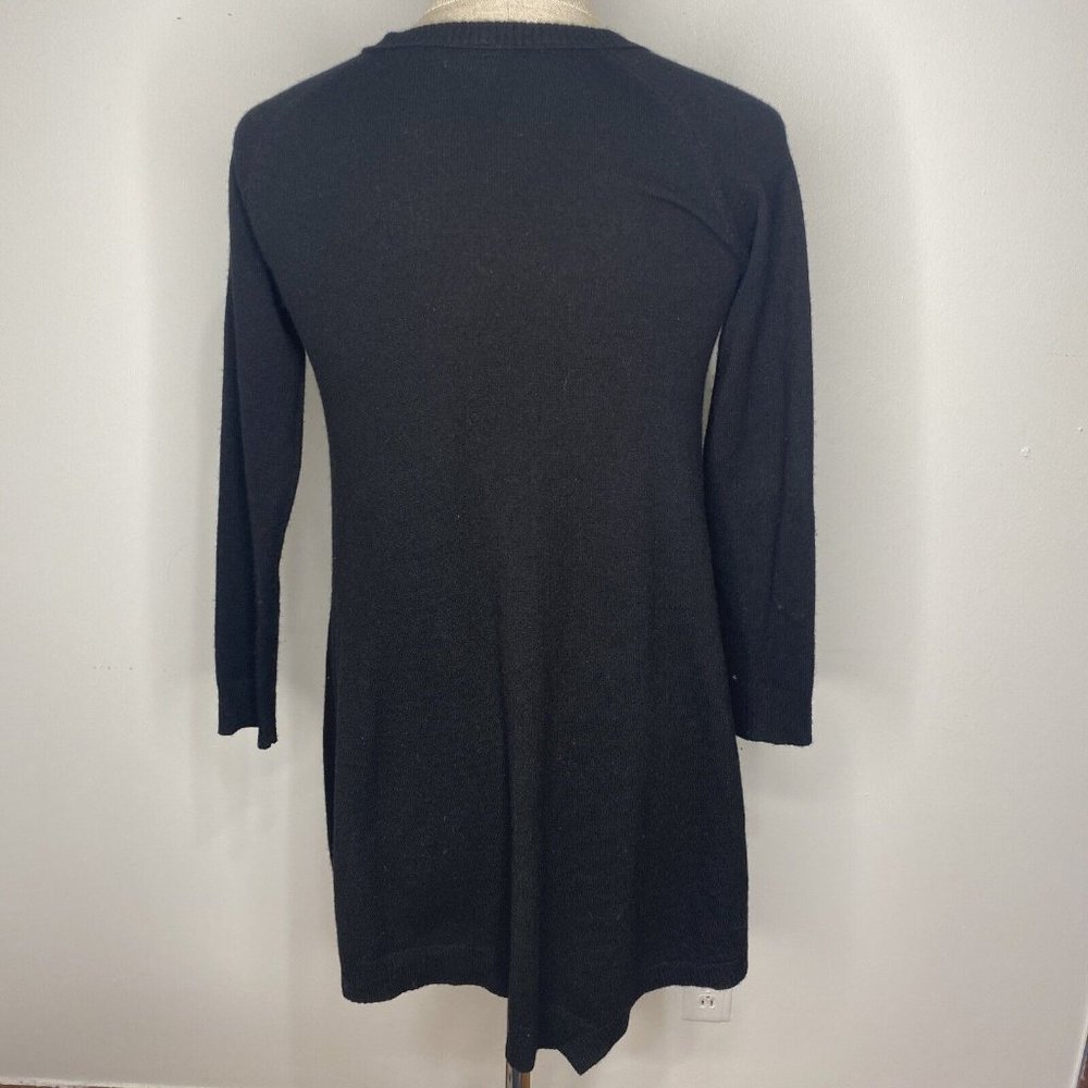 VKoo Cashmere Sweater Dress Size M Black V Neck Long Sleeve Wiggle Knee Length - Picture 7 of 8